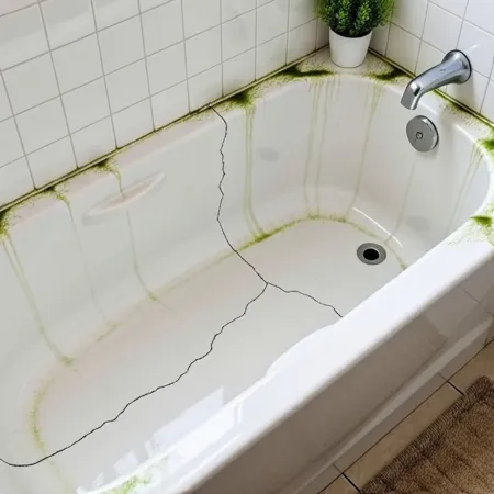 cracked-bathtub-replacement-kansas-city A cracked bathtub showing why a replacement is needed.